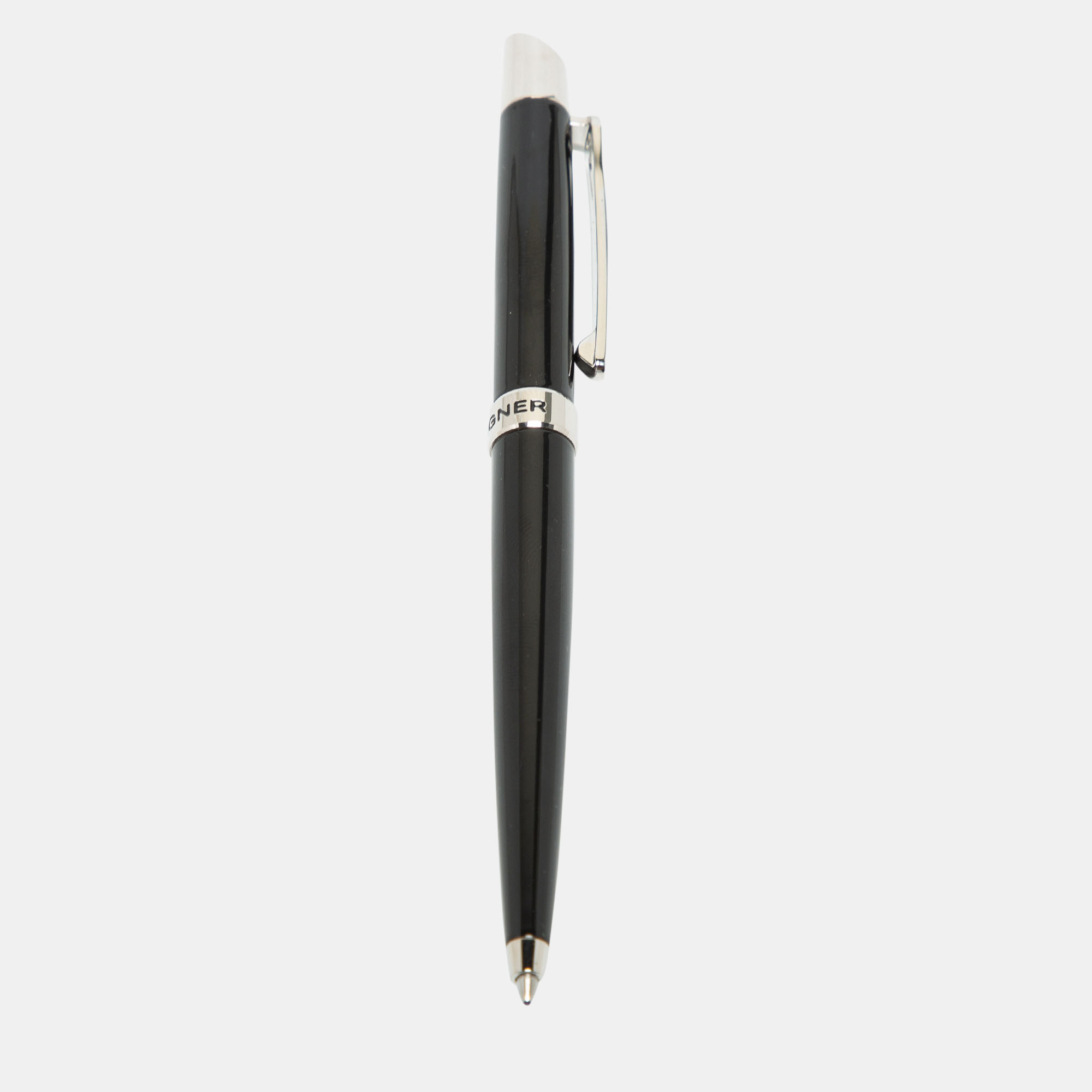 Pre-owned Aigner Black Resin Silver Tone Ballpoint Pen
