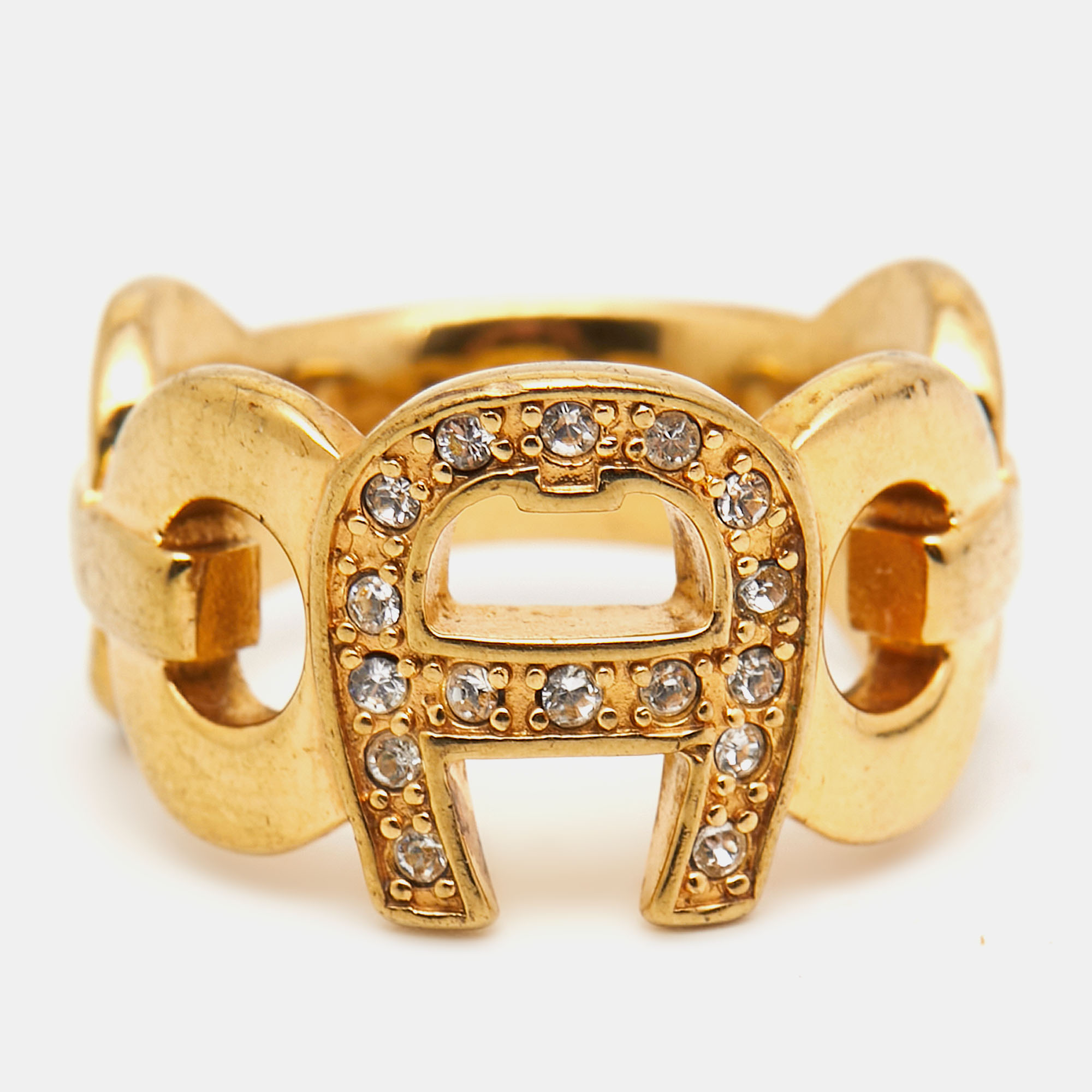 

Aigner Crystal Gold Tone Ring Size