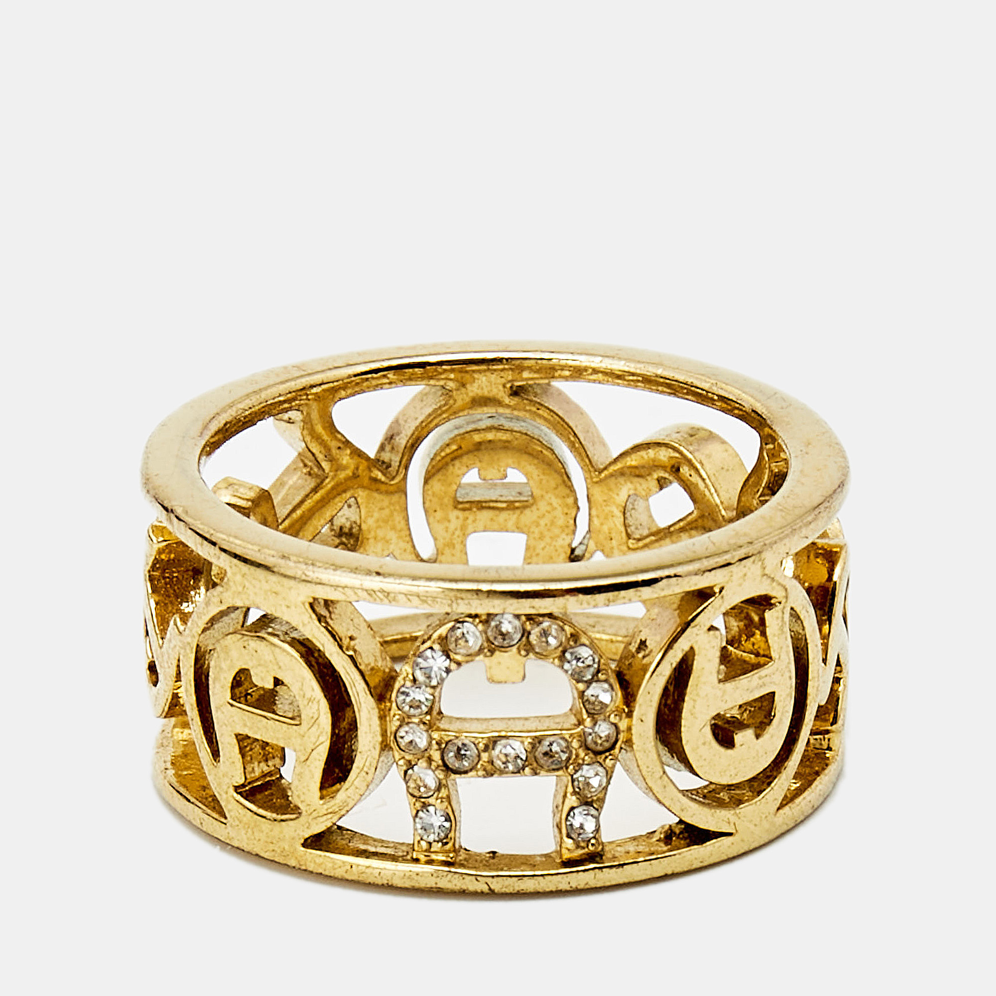 

Aigner Crystals Gold Tone Ring Size