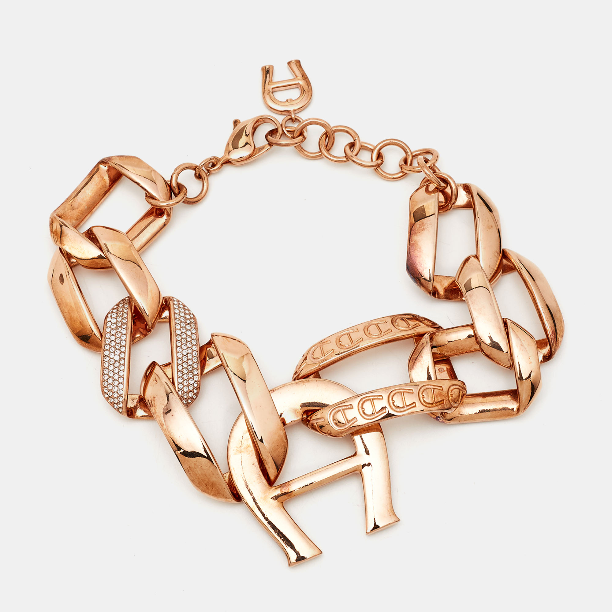 Pre-owned Aigner Rose Gold Plated Crystal Pisa Bracelet