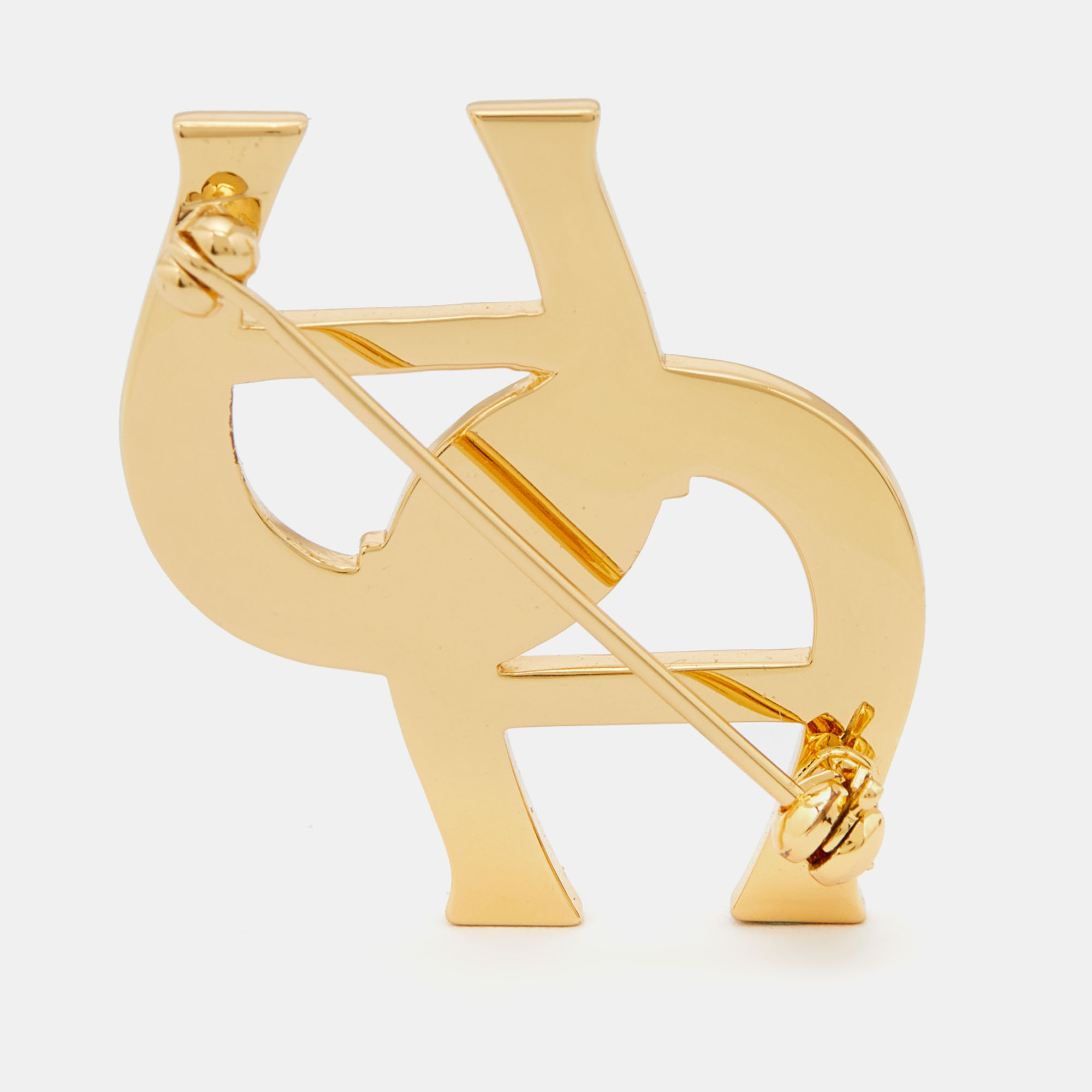 

Aigner Gold Tone Double Crystal Logo Pin Brooch