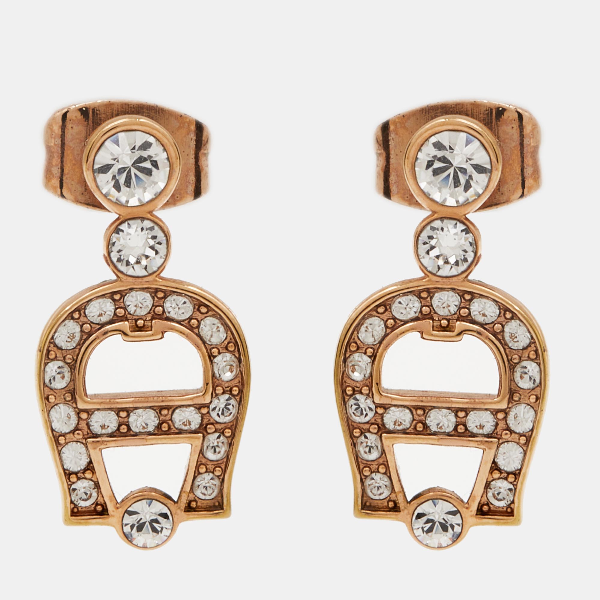 Pre-owned Aigner Crystal Gold Tone Earrings