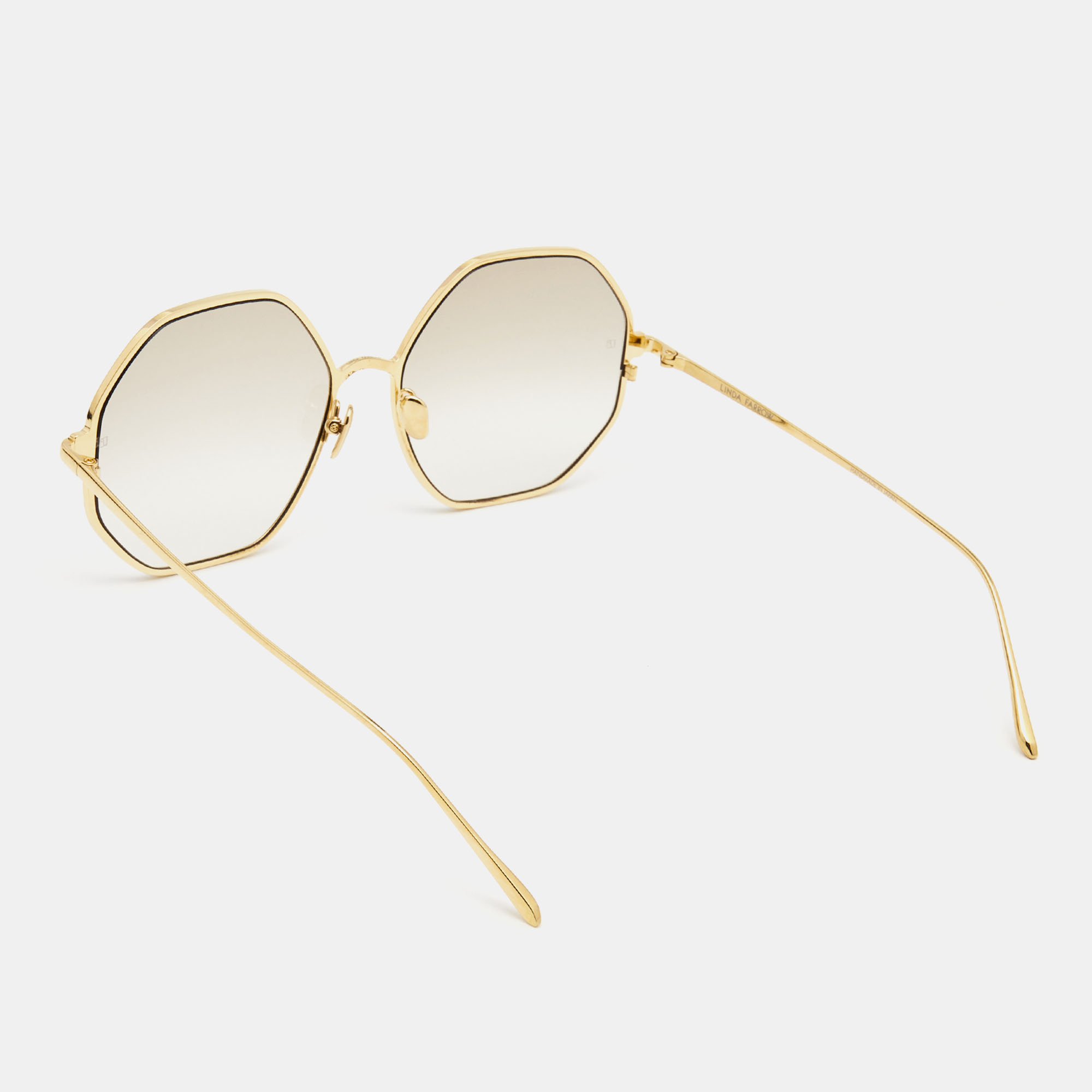 

Linda Farrow Gold/Brown Gradient 7247 Geometric Sunglasses