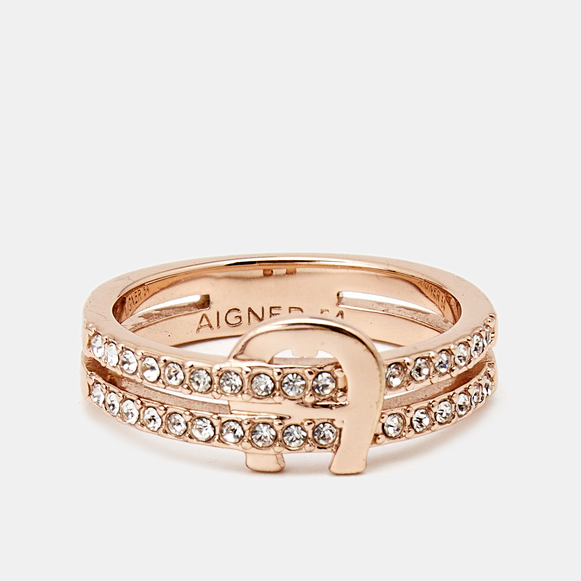 

Aigner Crystal Rose Gold Tone Ring Size