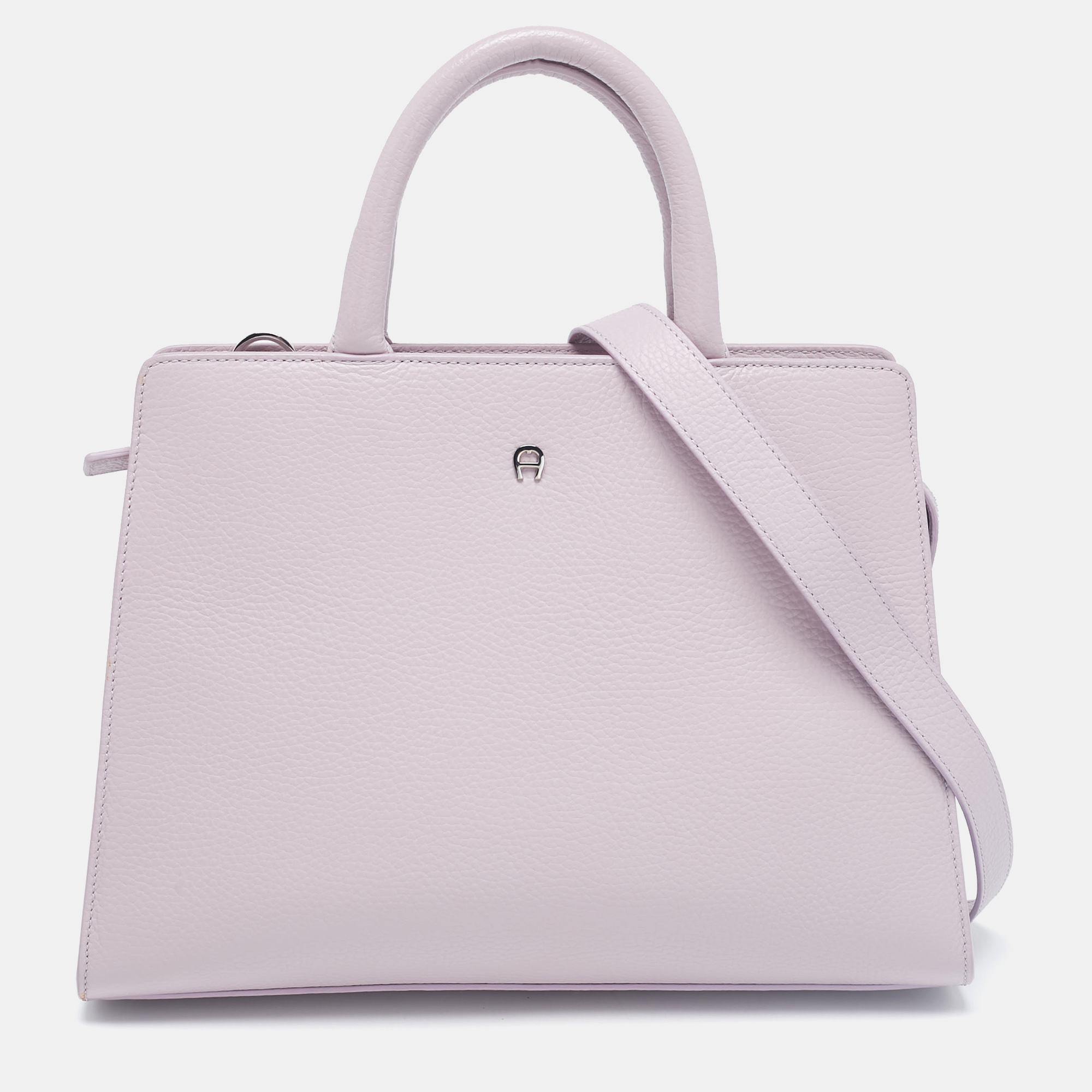 Pre-owned Aigner Light Lilac Leather Cybill Tote In Purple