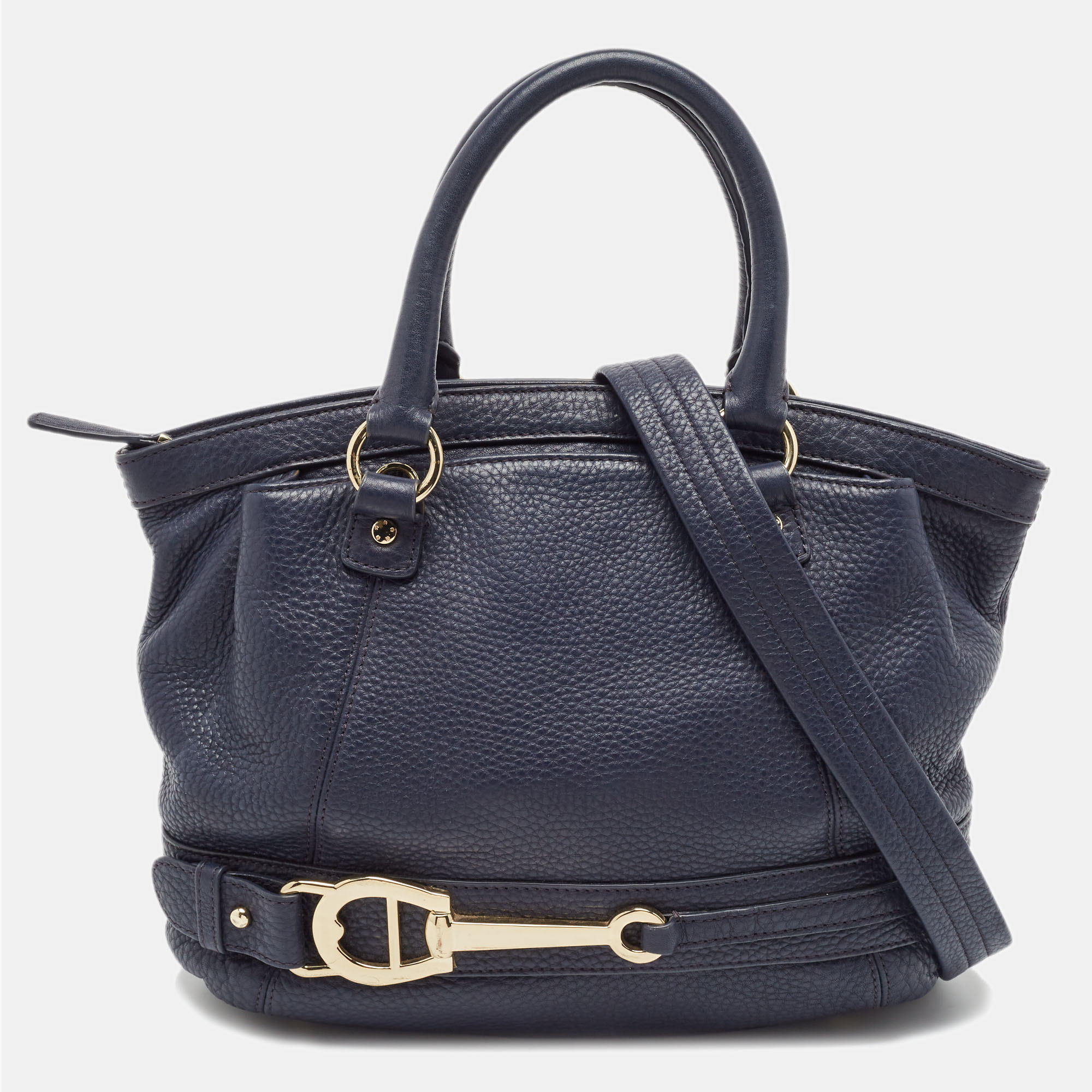 

Aigner Navy Blue Leather Cavallina Satchel