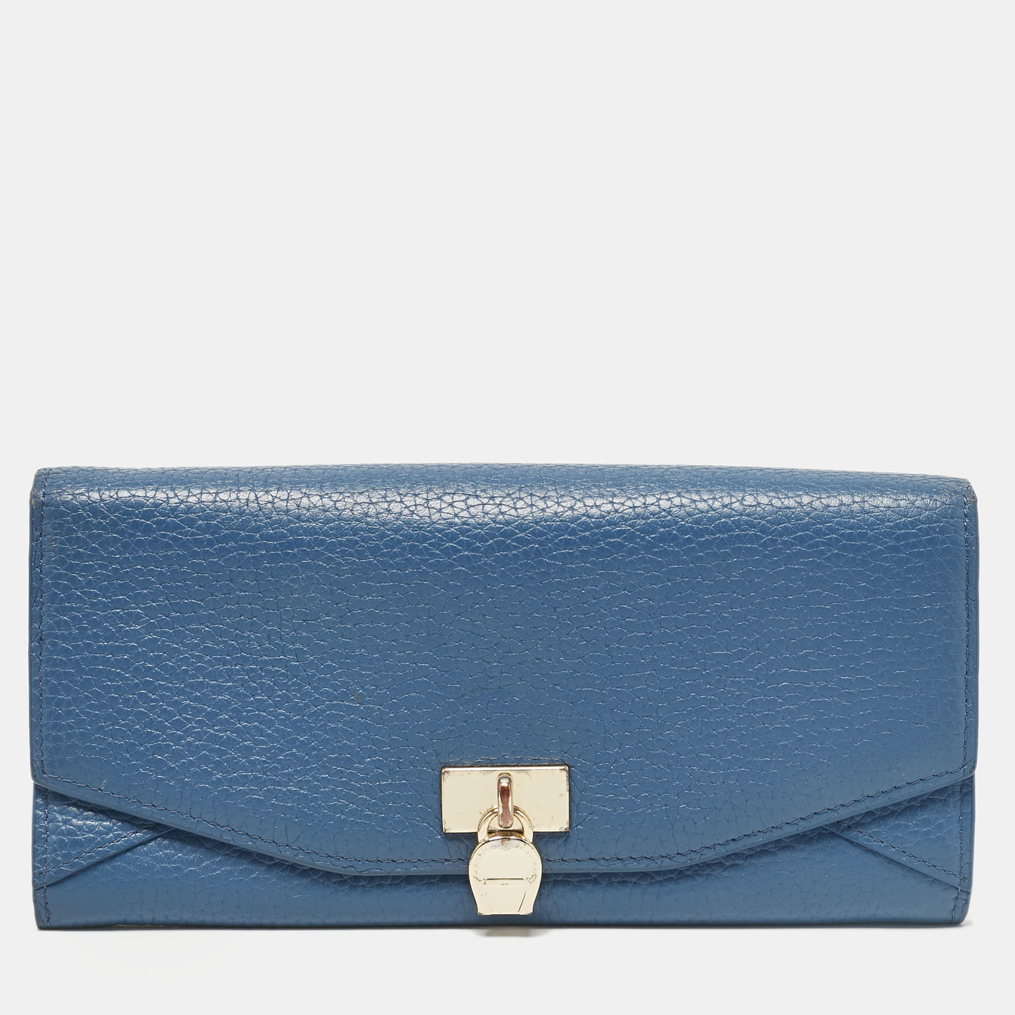 

Aigner Blue Leather Logo Flap Continental Wallet