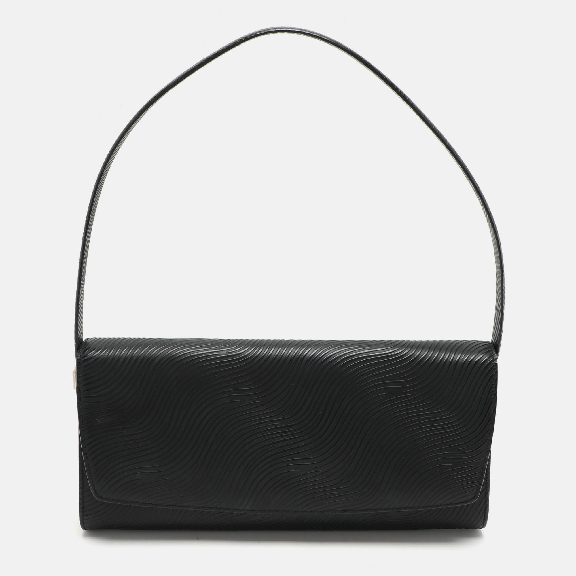 

Aigner Black Textured Leather Flap Shoulder Bag