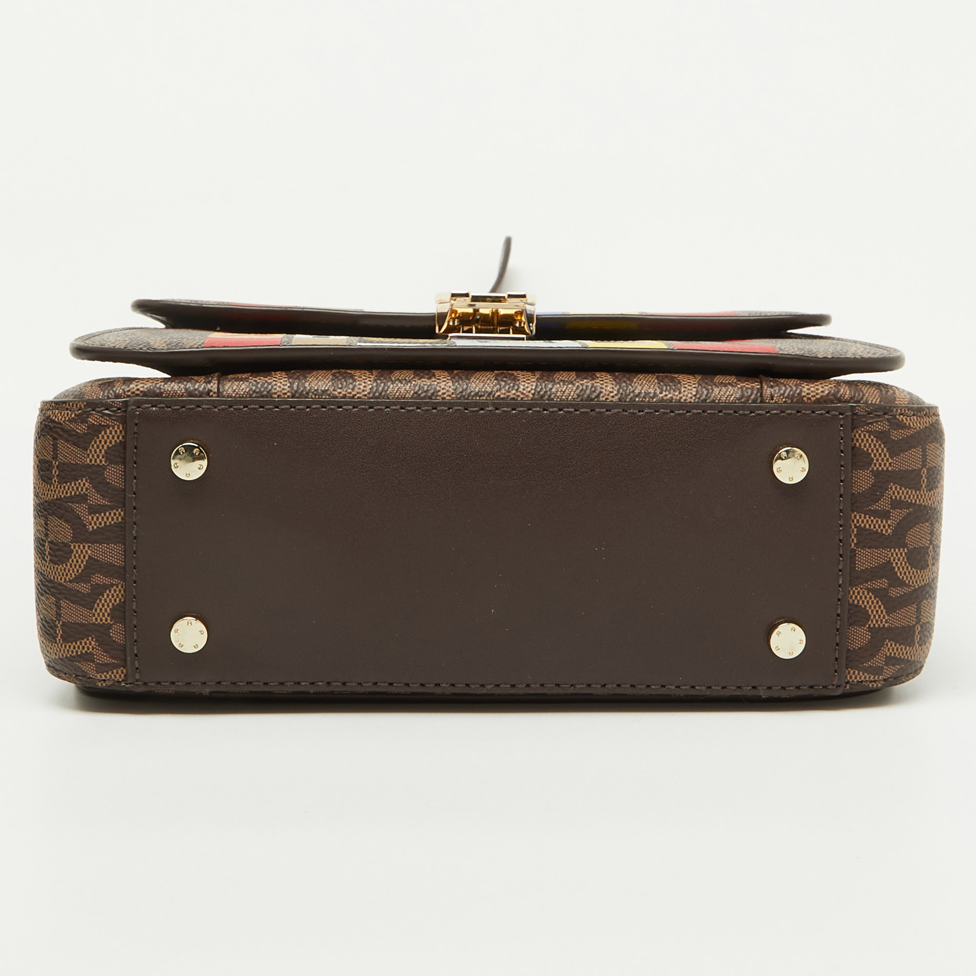 Aigner Multicolor Signature Coated Canvas Flap Shoulder Bag 