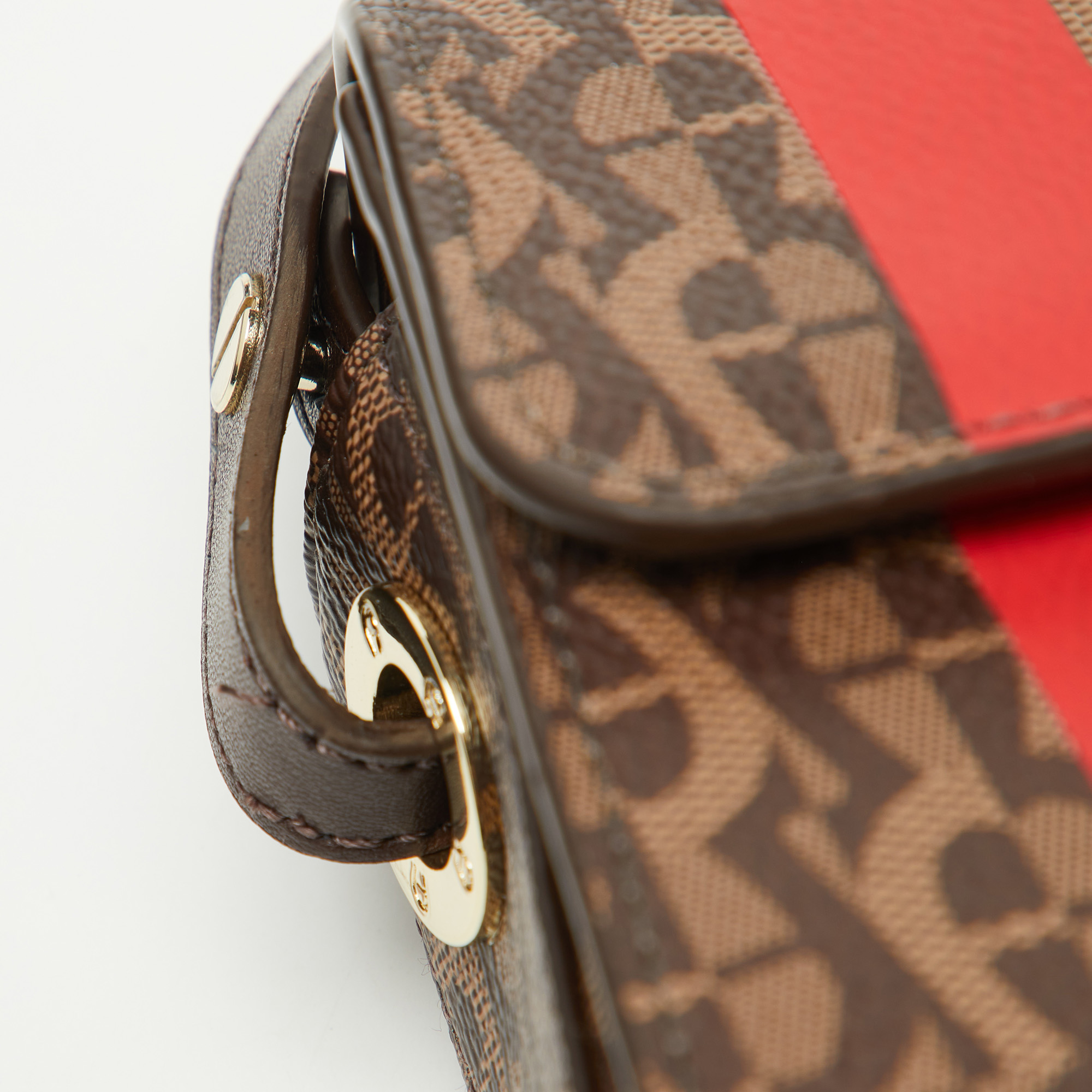 Aigner Multicolor Signature Coated Canvas Flap Shoulder Bag 
