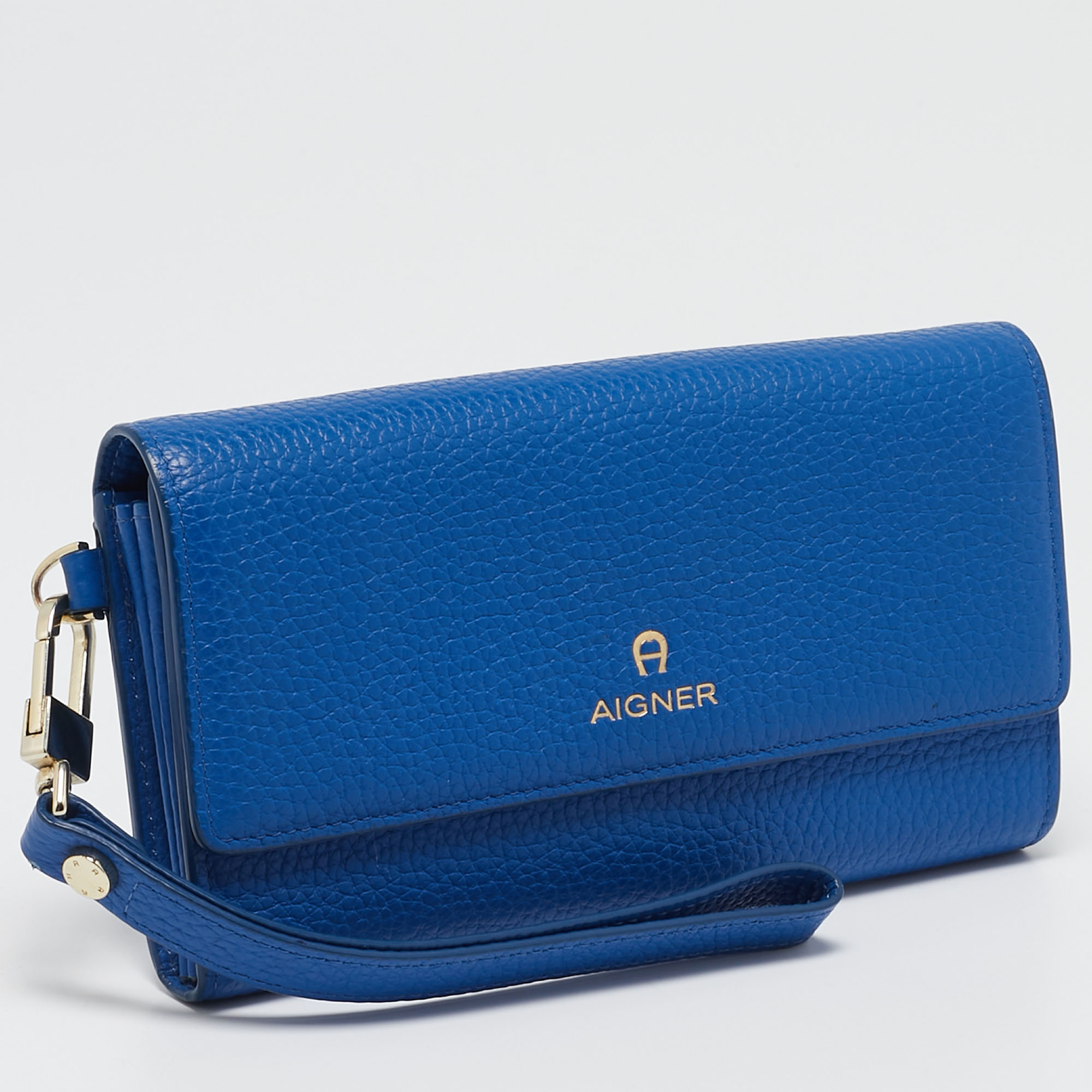 Aigner Blue Leather Wristlet Wallet 