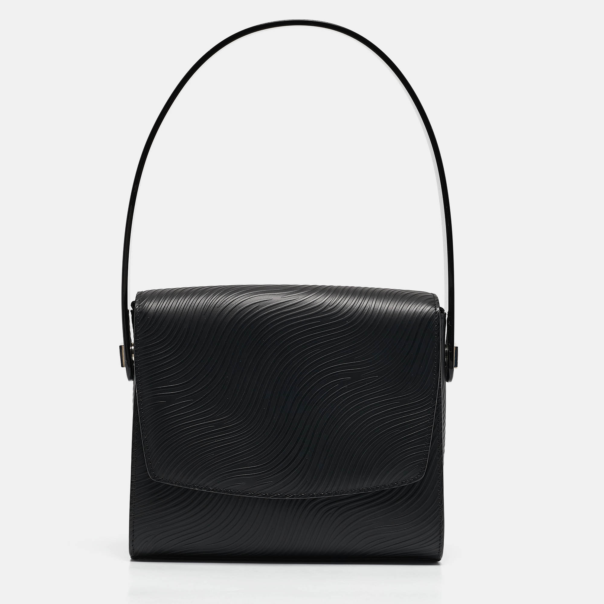 

Aigner Black Textured Leather Flap Top Handle Bag