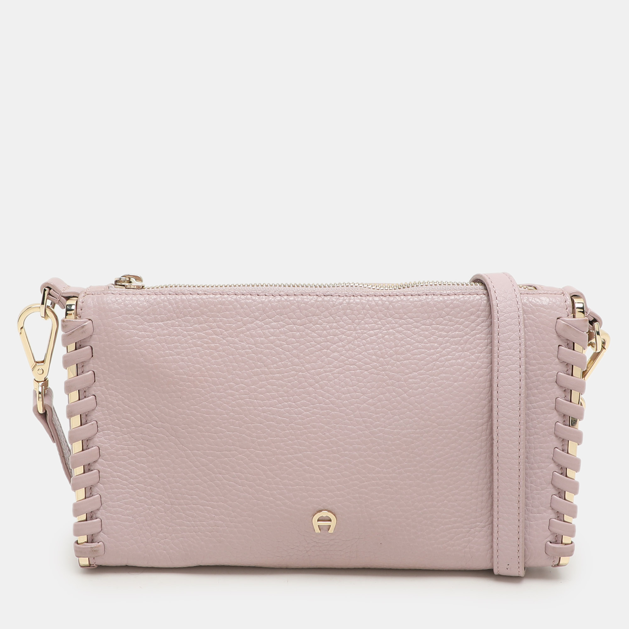 

Aigner Lilac Leather Top Zip Shoulder Bag, Purple