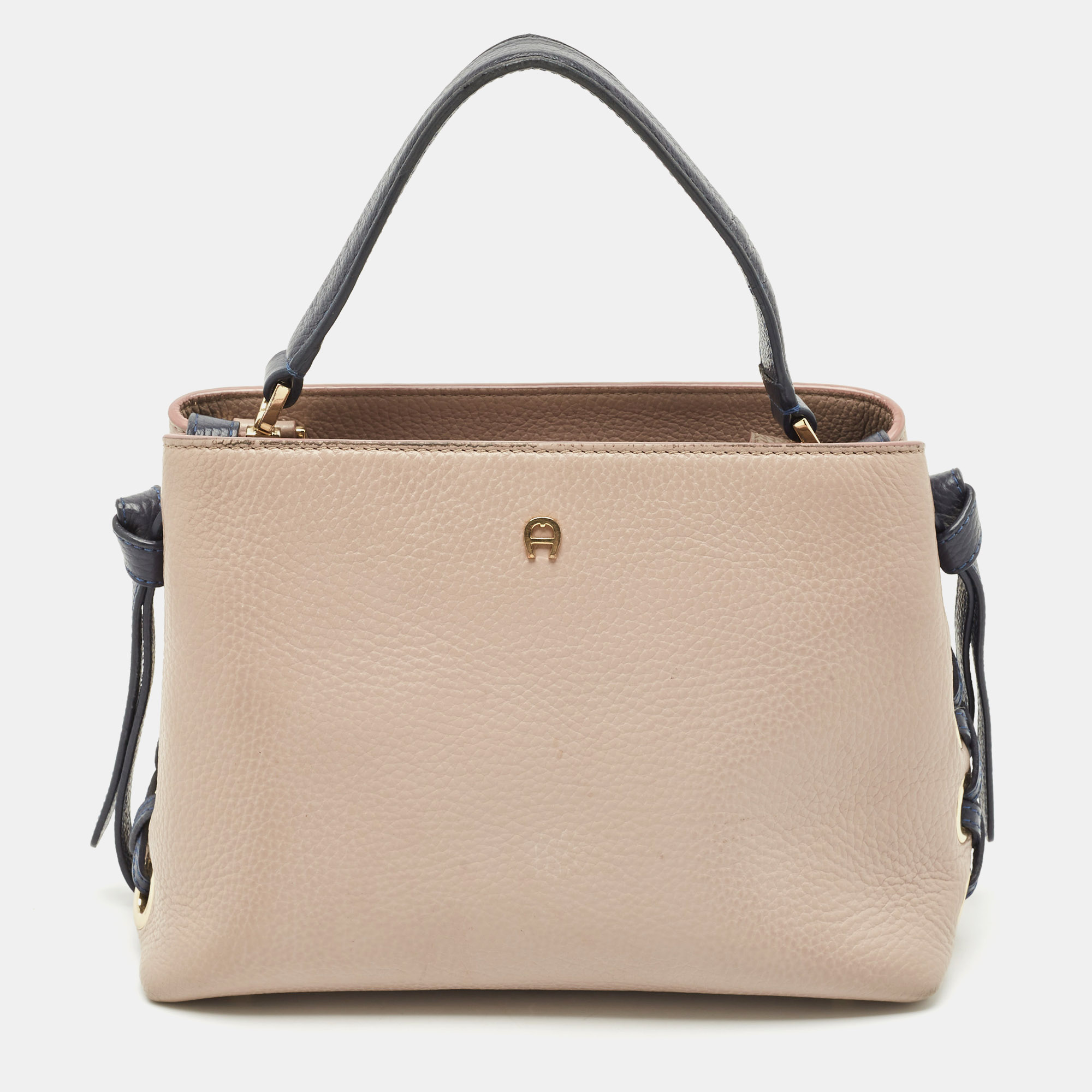 Pre-owned Aigner Blue/light Mauve Leather Carla S Tote