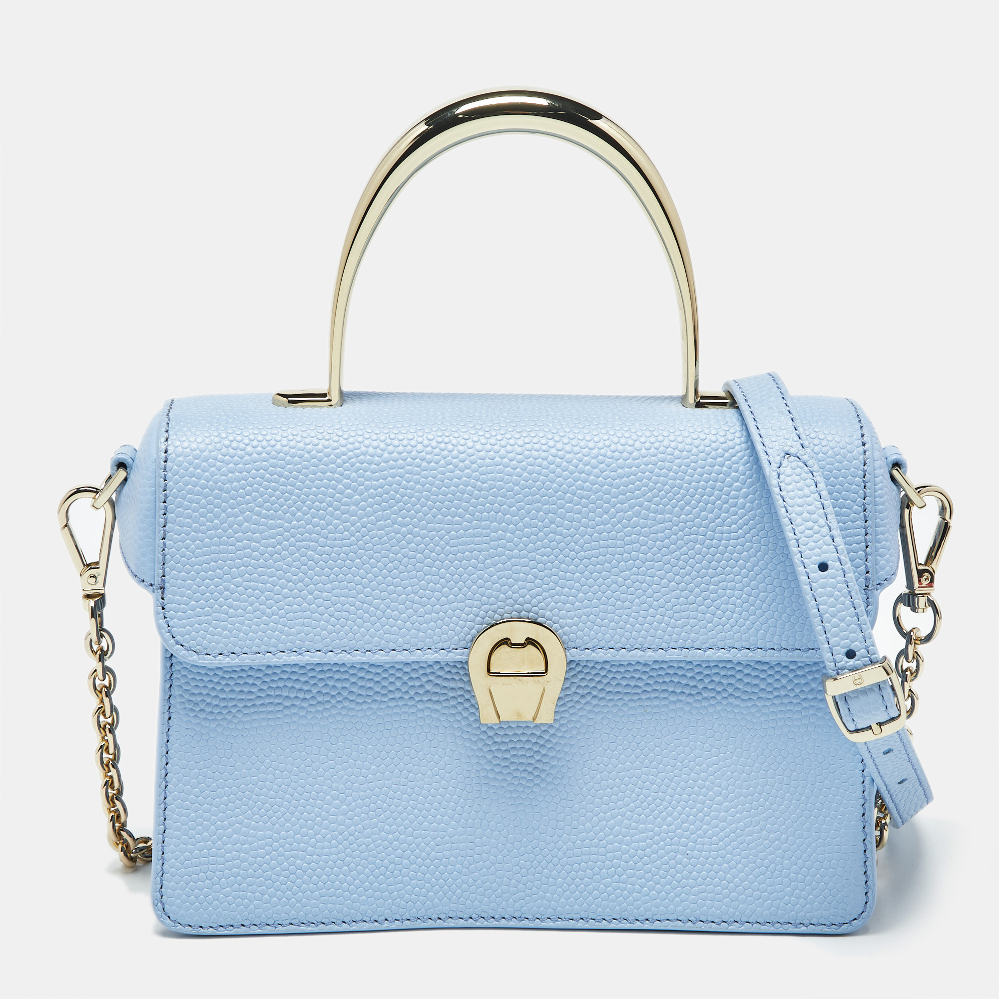 

Aigner Light Blue Leather  Genoveva Top Handle Bag