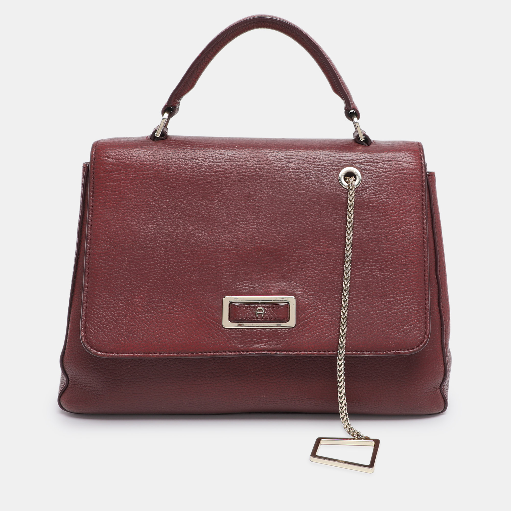 Pre-owned Aigner Burgundy Leather Flap Isabella Top Handle Bag