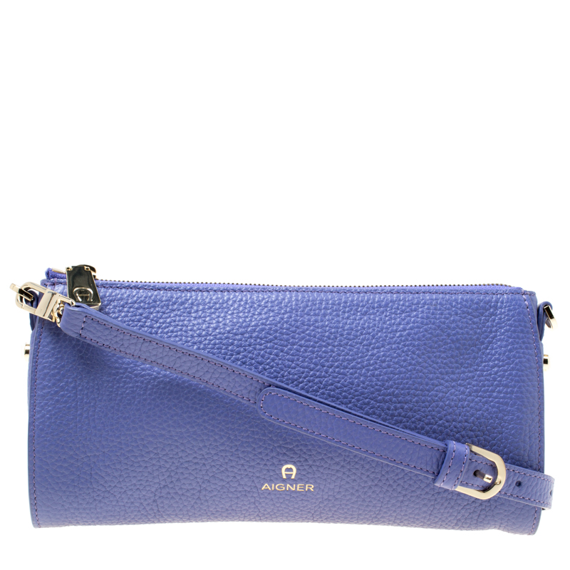 Pre Owned Aigner Purple Leather Ivy Clutch