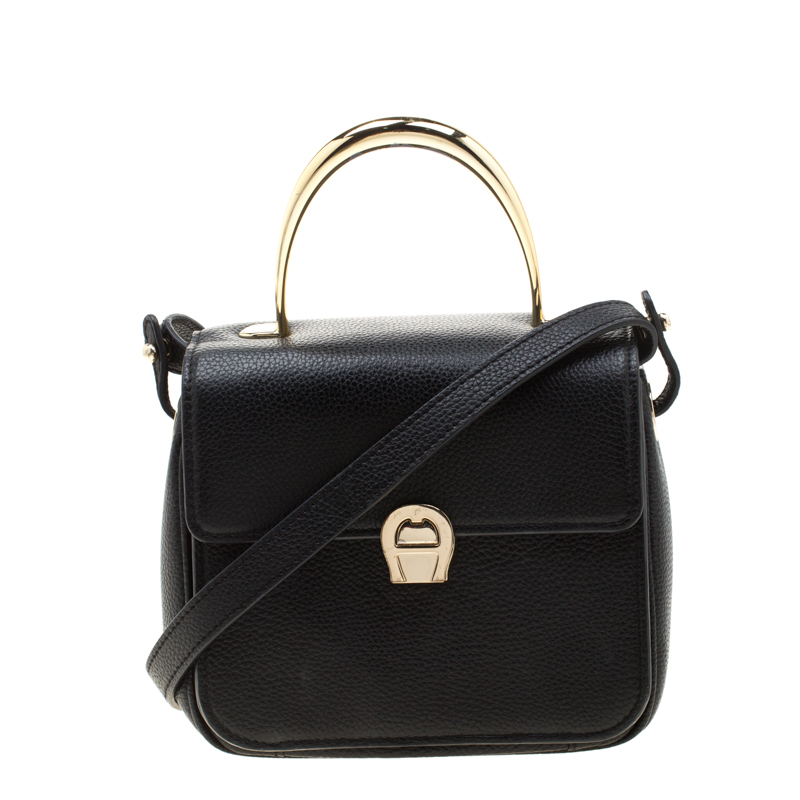 Aigner Black Leather Genoveva Top Handle Bag Aigner | TLC