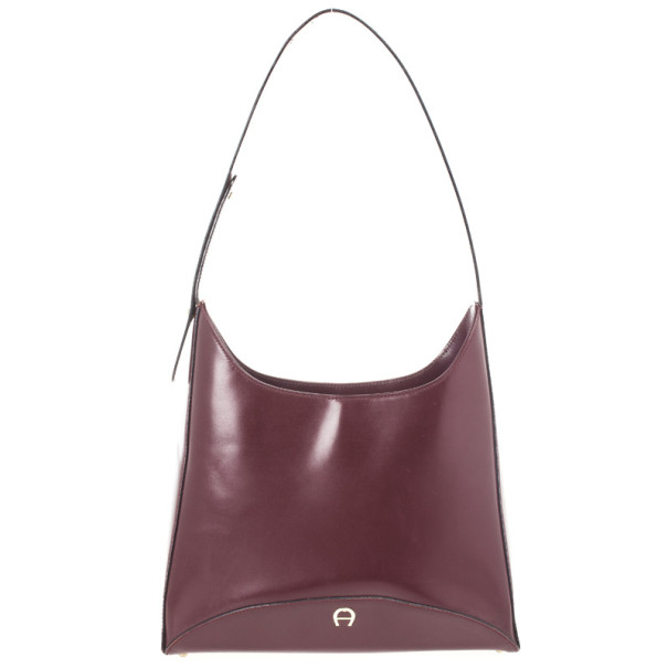 Pre Owned Aigner Burgundy Leather Vintage Hobo Bag