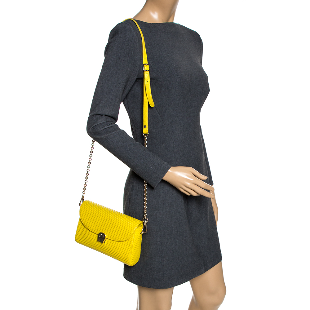 

Aigner Yellow Embossed Leather Genoveva Crossbody Bag