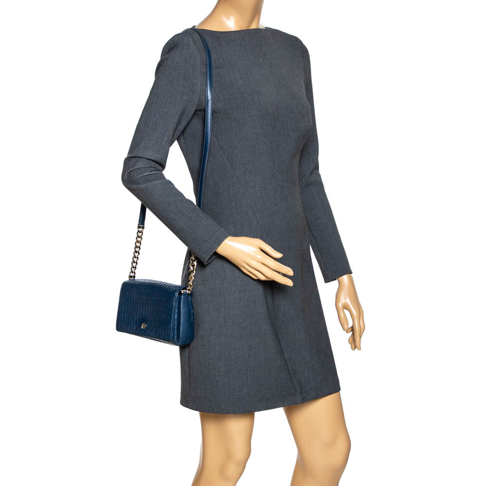 

Aigner Navy Blue Leather Flap Crossbody Bag