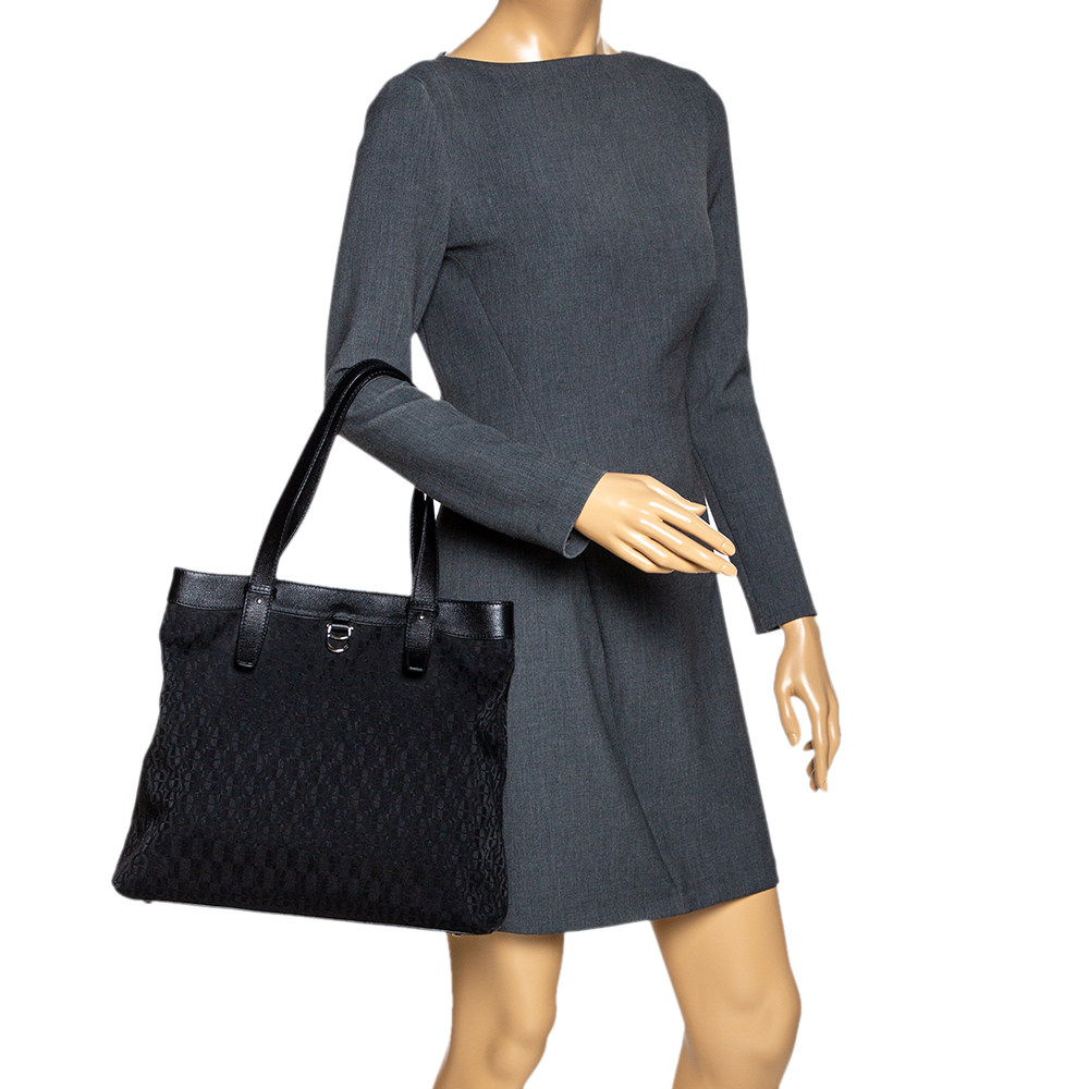 

Aigner Black Signature Canvas and Leather Tote