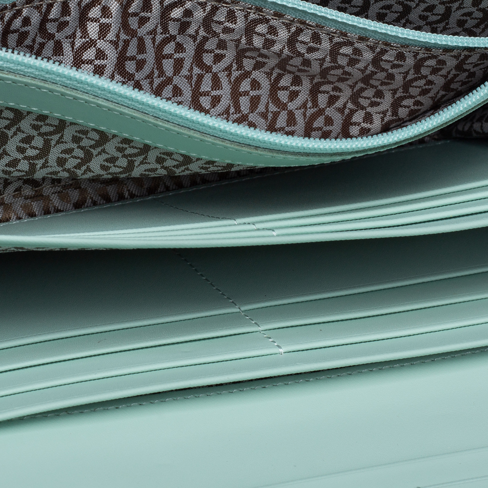 

Aigner Light Green Patent Leather Continental Wallet