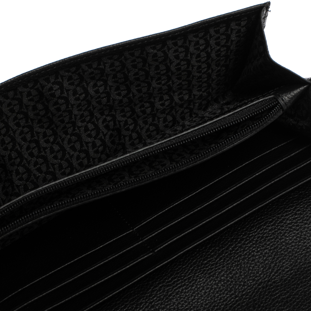 

Aigner Black Leather Logo Flap Continental Wallet