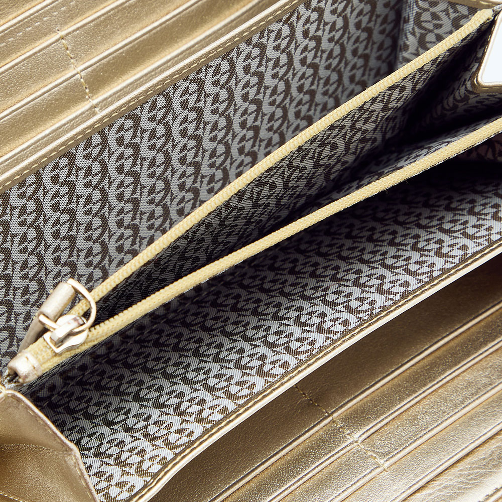 

Aigner Metallic Gold Leather Cavallina Tassel Zip Around Wallet