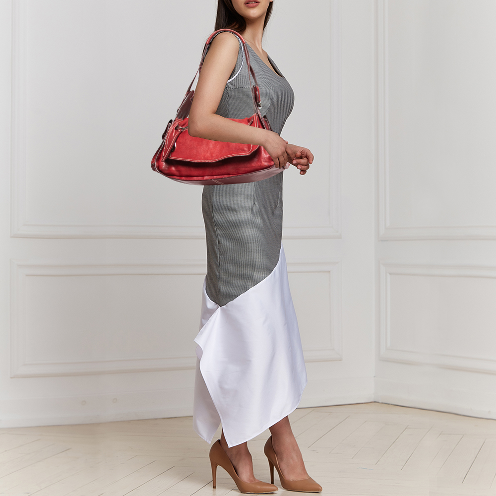 

Aigner Red Leather Flap Shoulder Bag