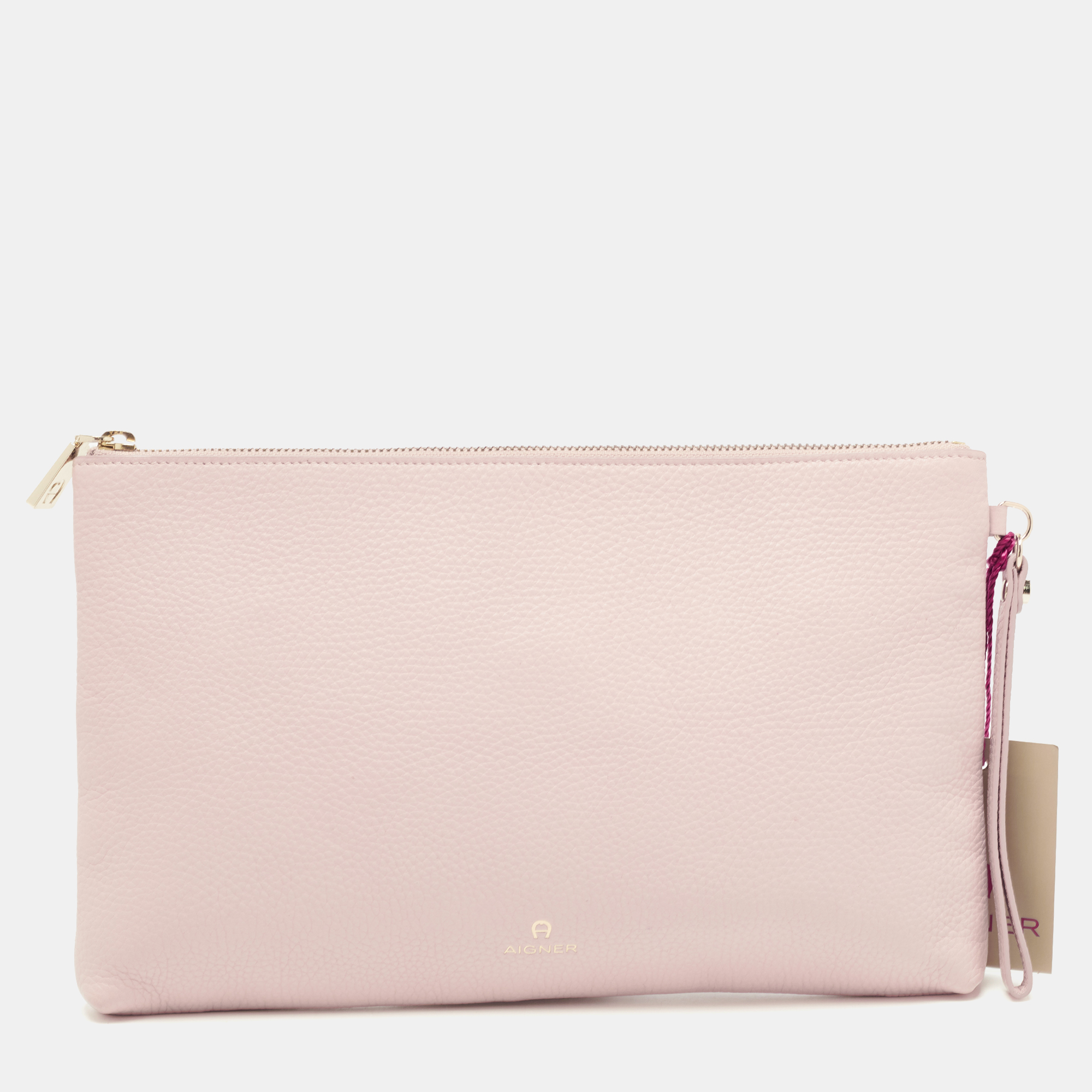 Pre-owned Aigner Light Pink Leather Wristlet Clutch