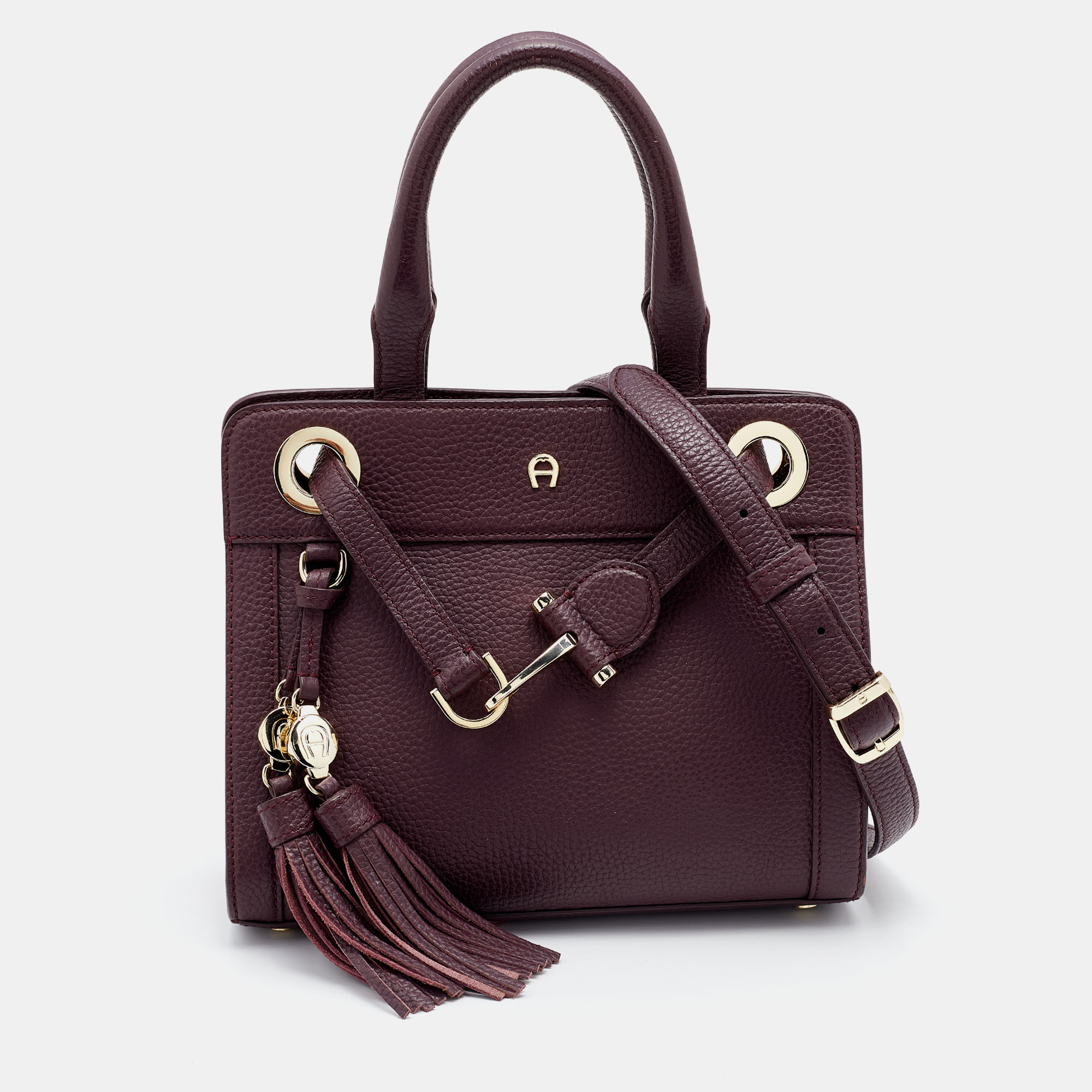 Pre-owned Aigner Burgundy Leather Cavallina Tote