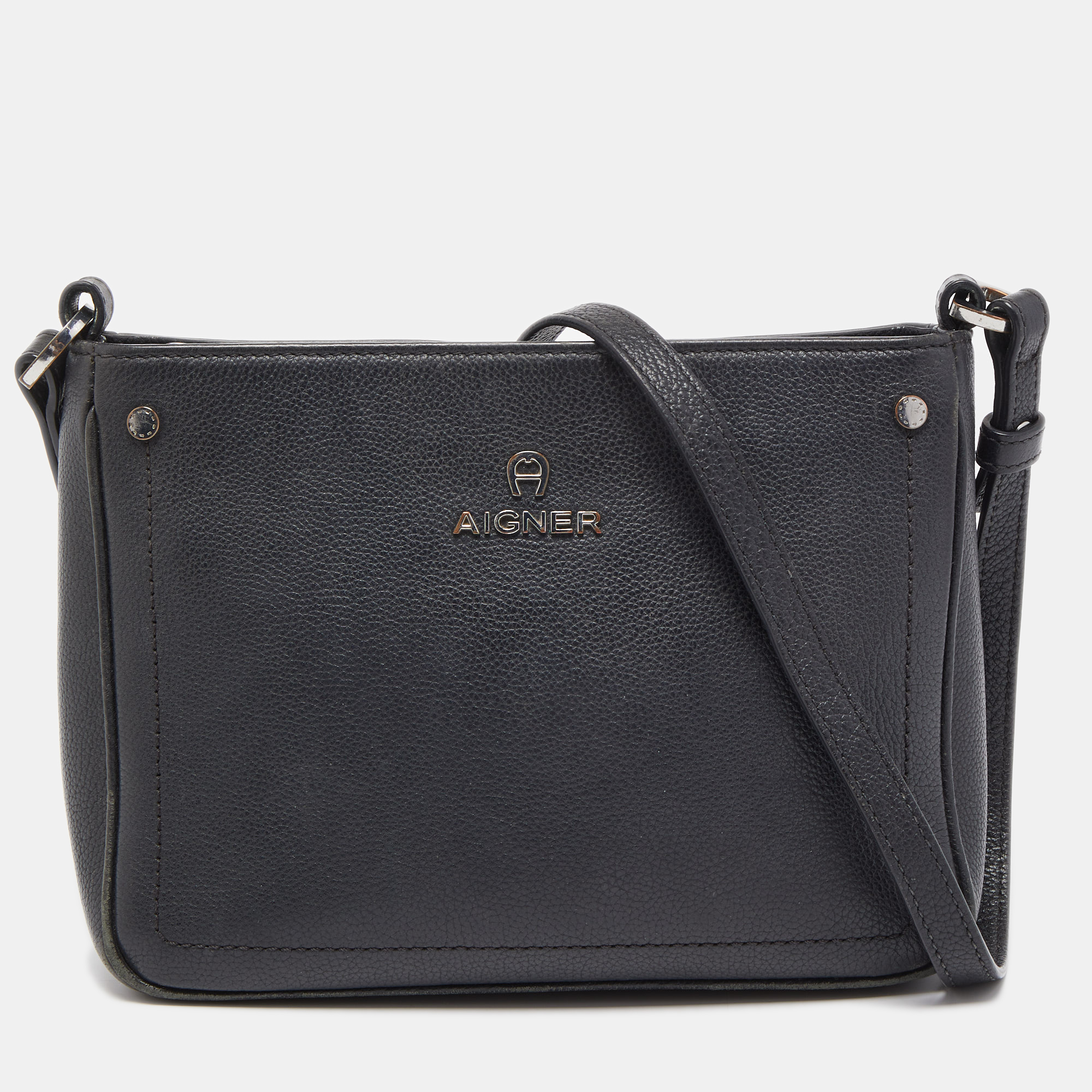 Pre-owned Aigner Black Leather Ava Crossbody Bag