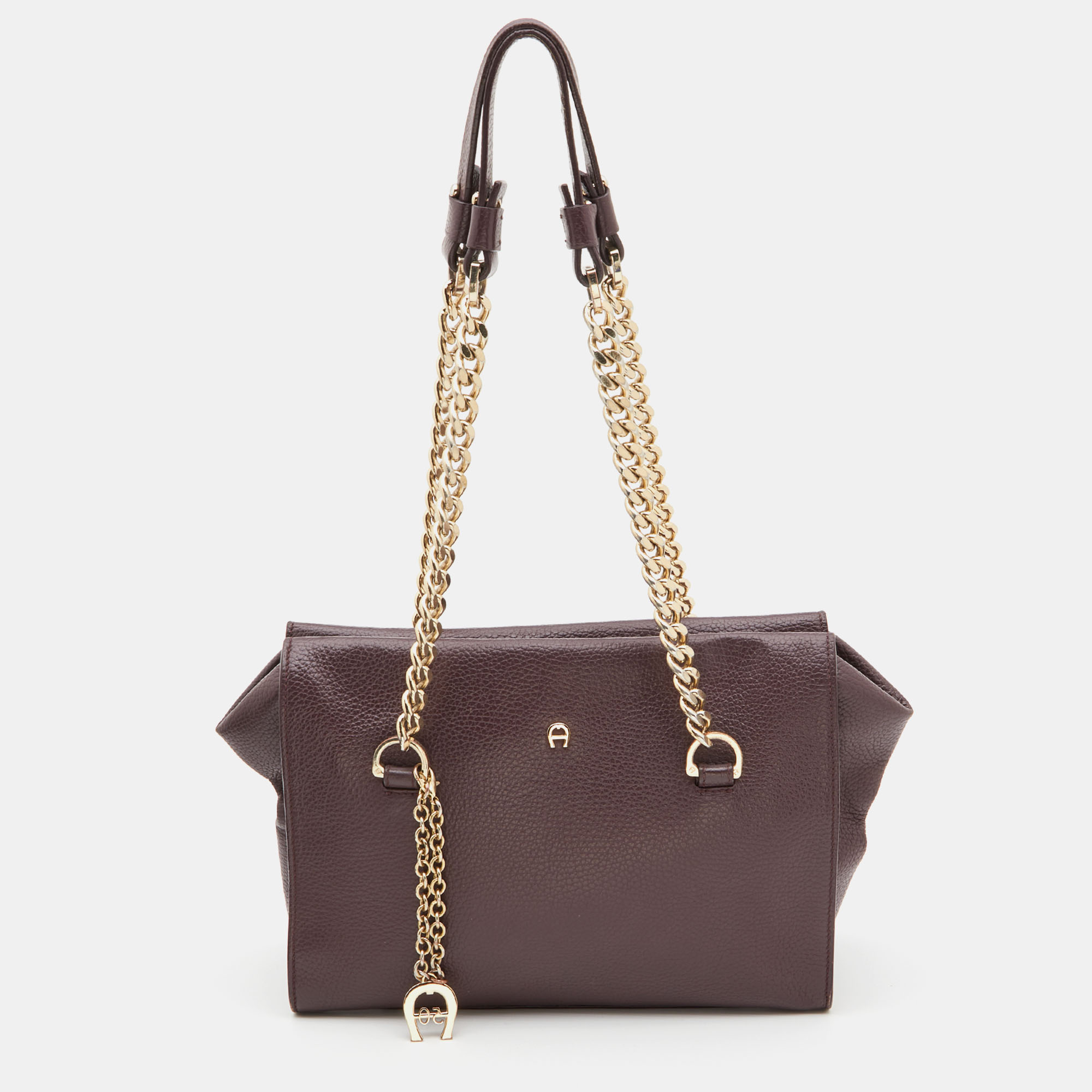 Pre-owned Aigner Burgundy Leather Chain Tote