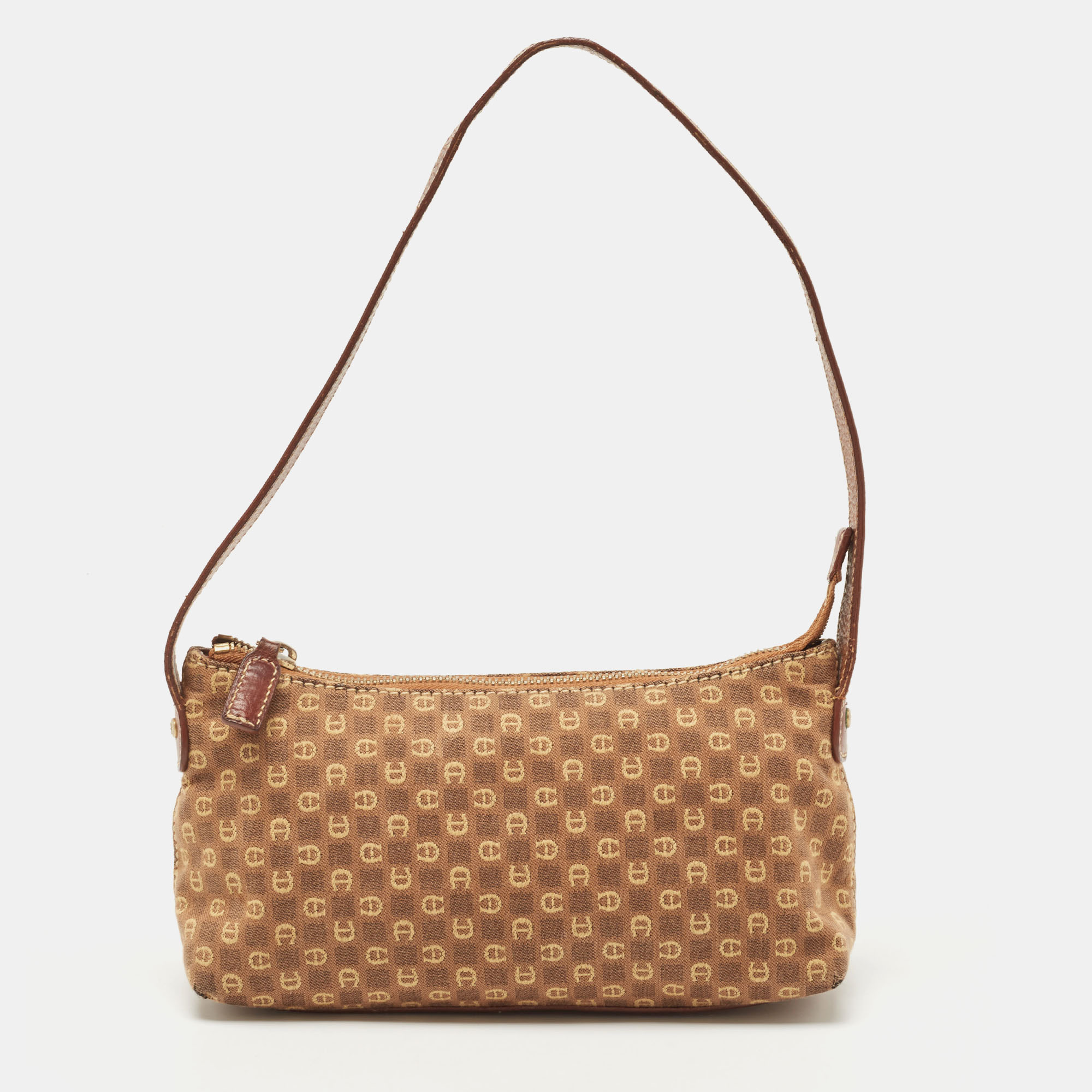 

Aigner Brown Monogram Canvas And Leather Shoulder Bag