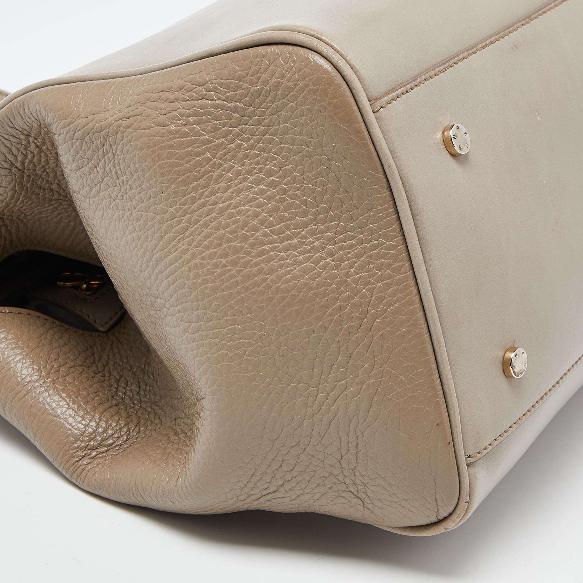 Aigner Beige Leather Frame Tote 