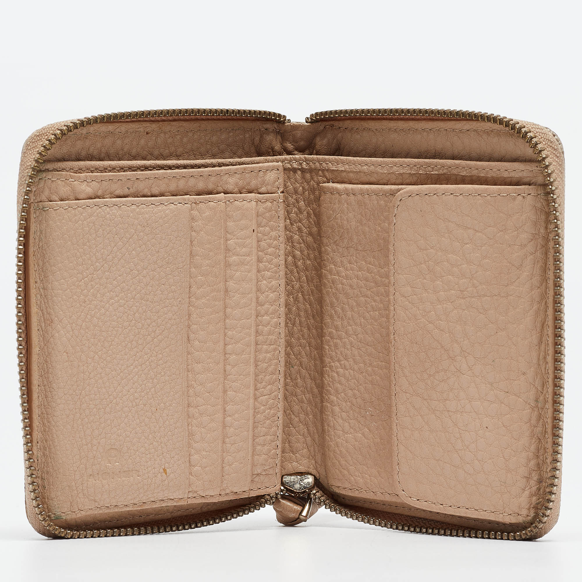 Aigner Multicolor Floral Print Coated Canvas and Leather Zip Compact Leather 