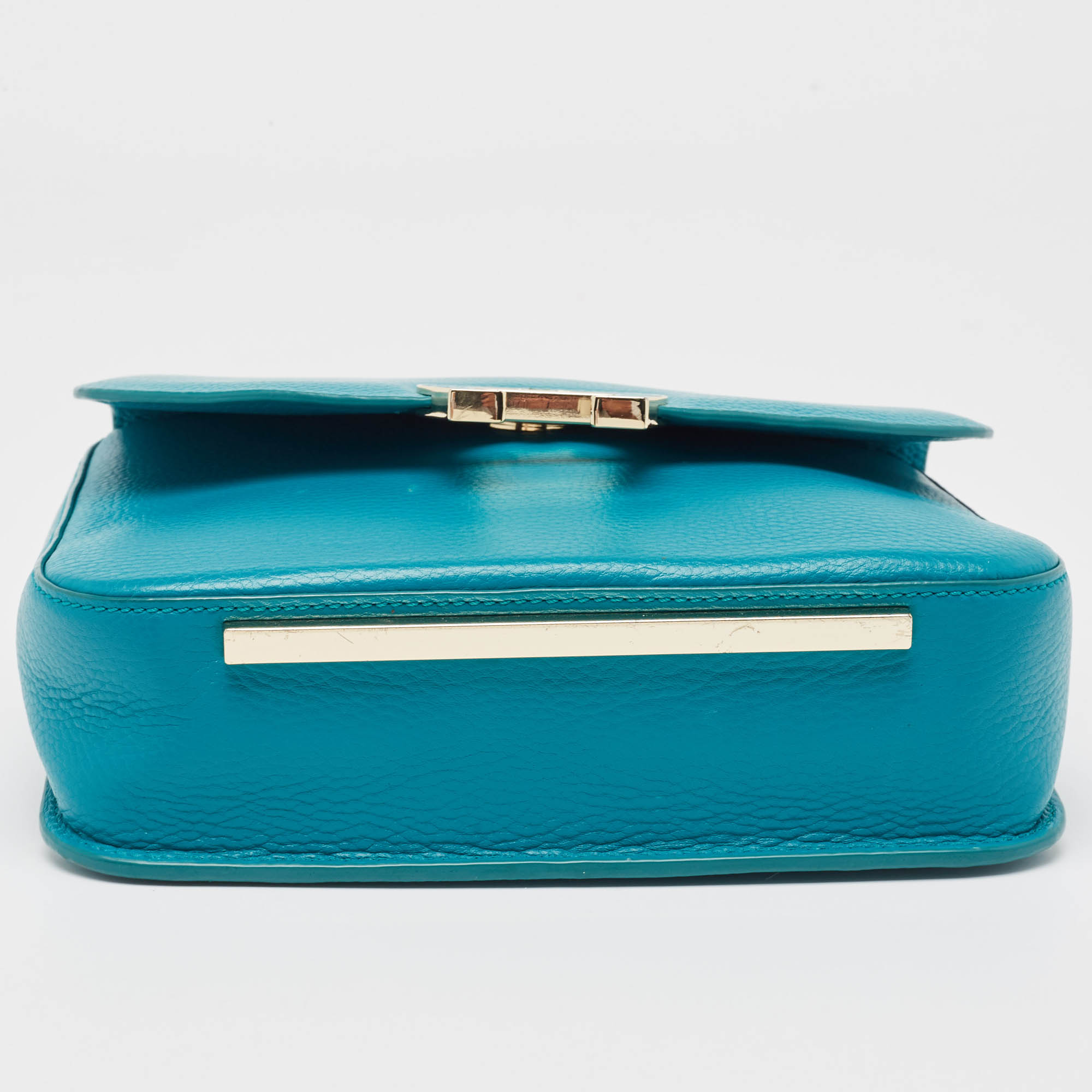 Aigner Green Leather Logo Flap Top Handle Bag 
