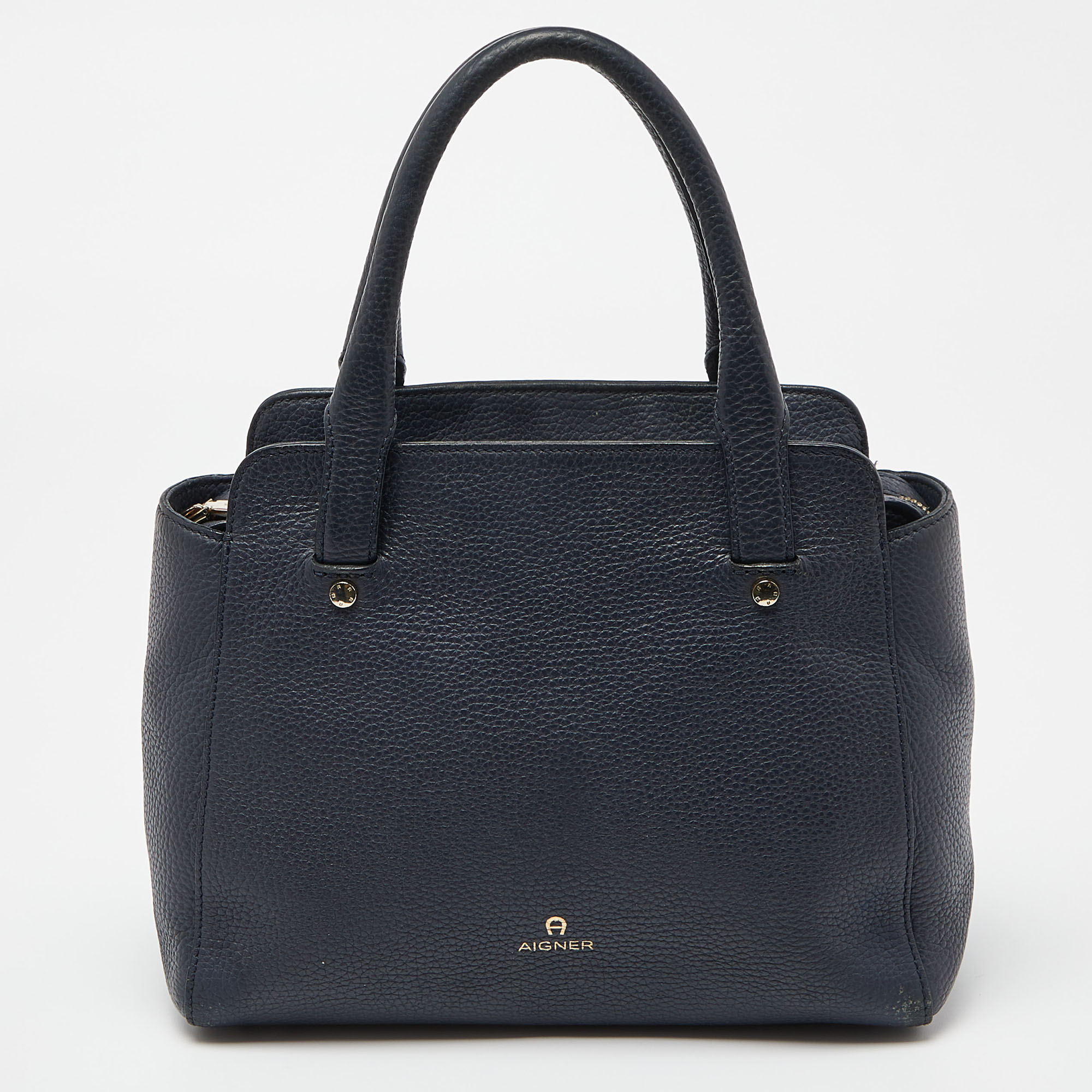 

Aigner Blue Grained Leather Cybill Tote