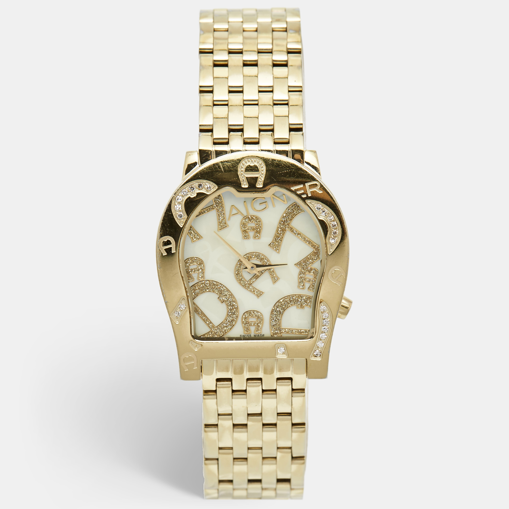 

Aigner Yellow Mother of Pearl Gold Plated Steel Diamond Ravenna Nuovo A25100 Women's Wristwatch