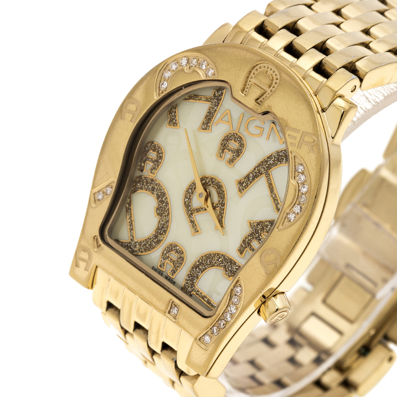 

Aigner Yellow Mother of Pearl Gold Plated Steel Ravenna Nuovo A25100 Women's Wristwatch