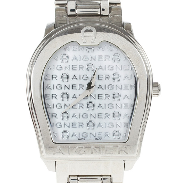مملوكة مسبقًا Aigner White Stainless Steel Verona Women's Wristwatch 33MM