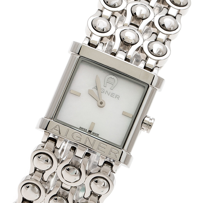 

Aigner Mother of Pearl Stainless Steel Arezzo A20200 Women's Wristwatch, Silver
