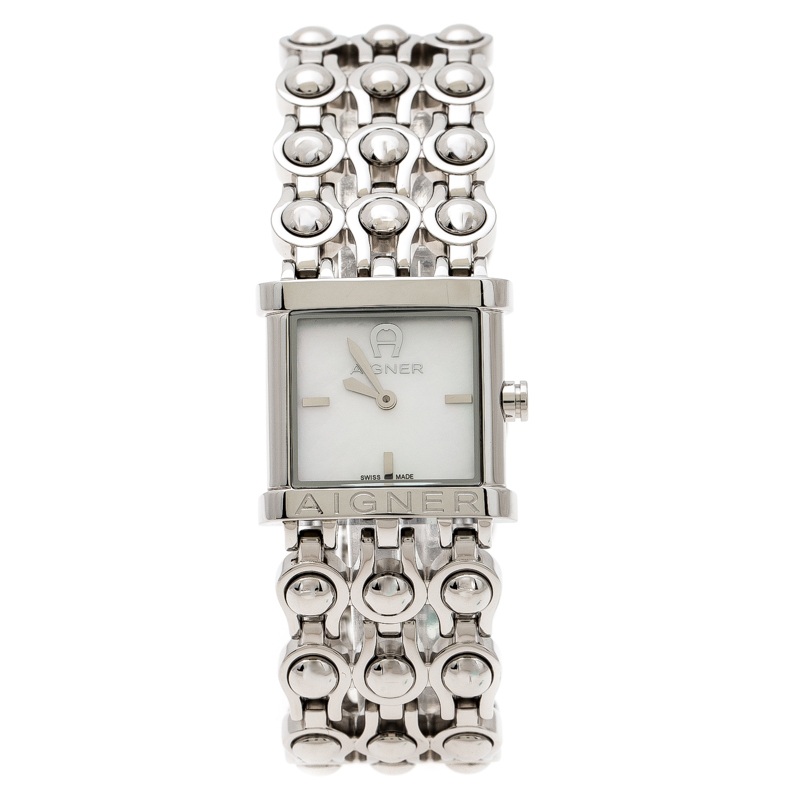 Aigner Mother of Pearl Stainless Steel Arezzo A20200 Women's Wristwatch 23 mm