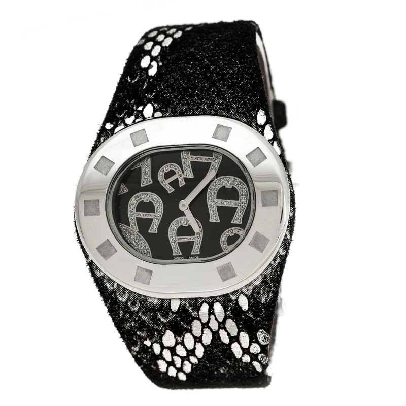 Pre Owned Aigner Black Stainless Steel Ravello Due A21000 Women's Wristwatch 43 mm