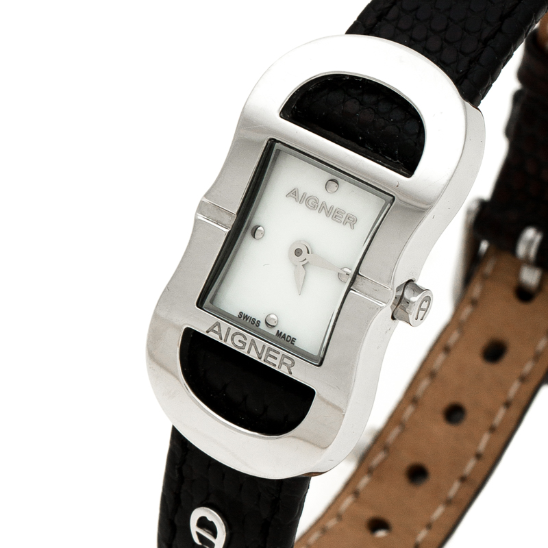 

Aigner Mother of Pearl Stainless Steel Cesena A53200 Women's Wristwatch, Black