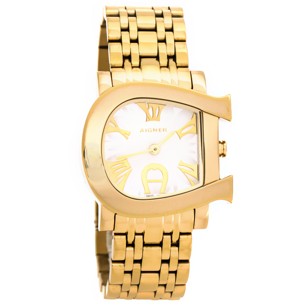 Aigner Silver Yellow Gold Plated Stainless Steel Genua Due A31600 Women's Wristwatch 31 mm