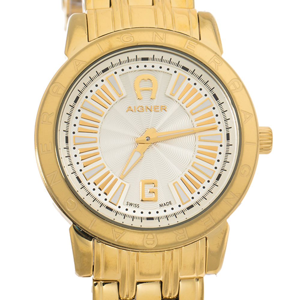 Aigner Gold Plated Stainless Steel Cortina A26300 Women's Wristwatch ...
