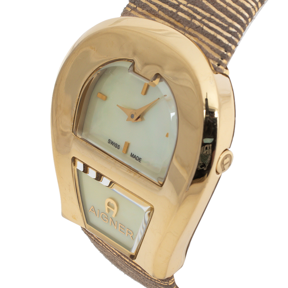 

Aigner Mother Of Pearl Yellow Gold Plated Stainless Steel Venezia A39200 Women's Wristwatch