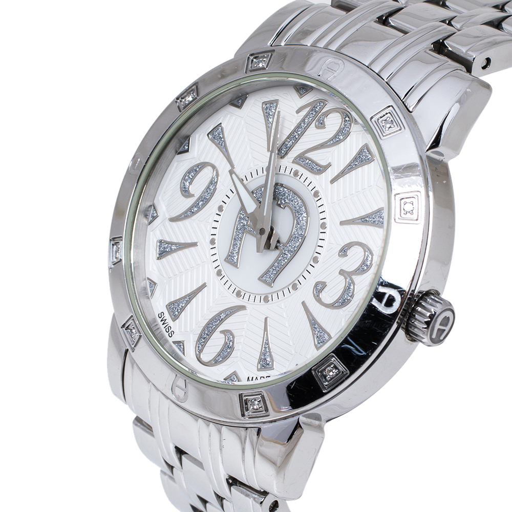 

Aigner White Stainless Steel Diamond Cortina A26300 Women's Wristwatch